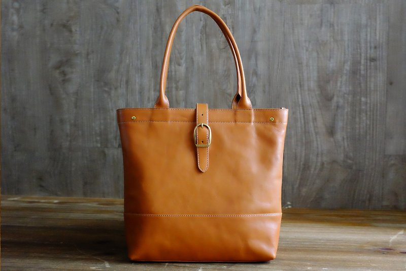 Italian vegetable tanned soft cowhide Tote Bag premium craftsmanship - Backpacks - Genuine Leather Brown