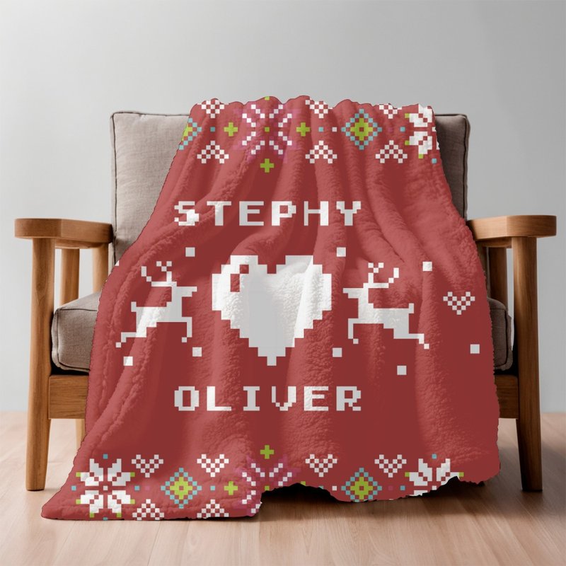 【聖誕禮物】多色選針織風格文字定制毛毯Xmas Knitted Style - 棉被/毛毯 - 聚酯纖維 多色