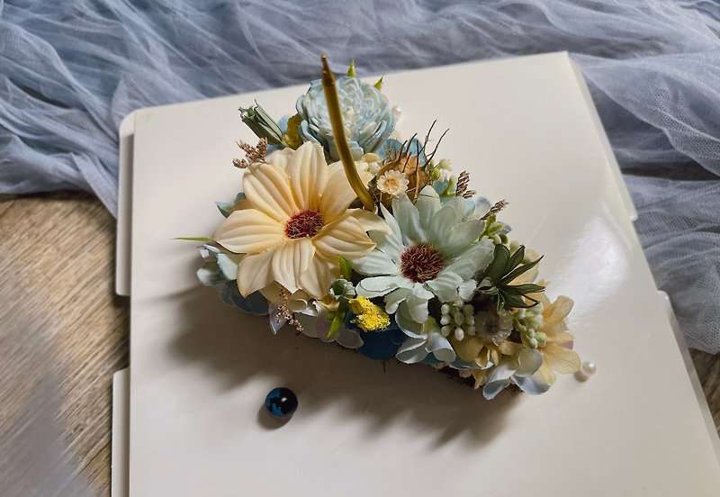 【客製】一塊小蛋糕花－乾燥花蛋糕/畢業禮物 - 乾花/永生花 - 植物．花 粉紅色