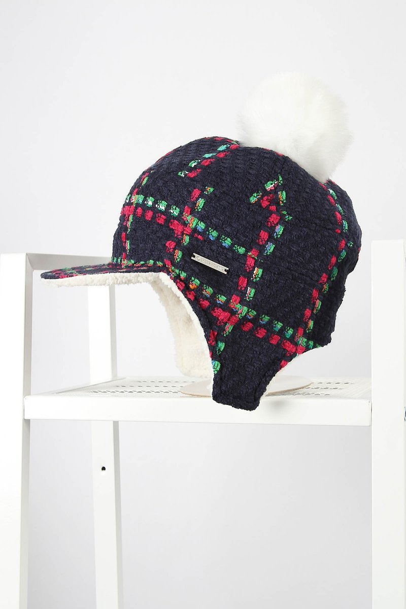 Christmas two-color reflective flying wool hat with fluff - Hats & Caps - Polyester Multicolor