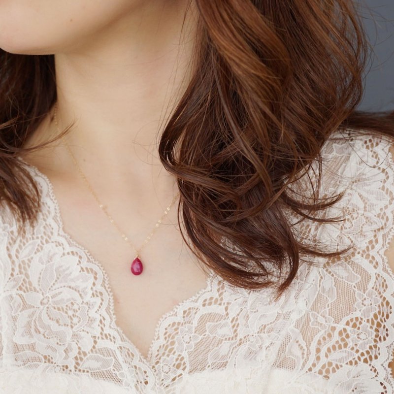 14kgf Ruby necklace - 項鍊 - 寶石 紅色