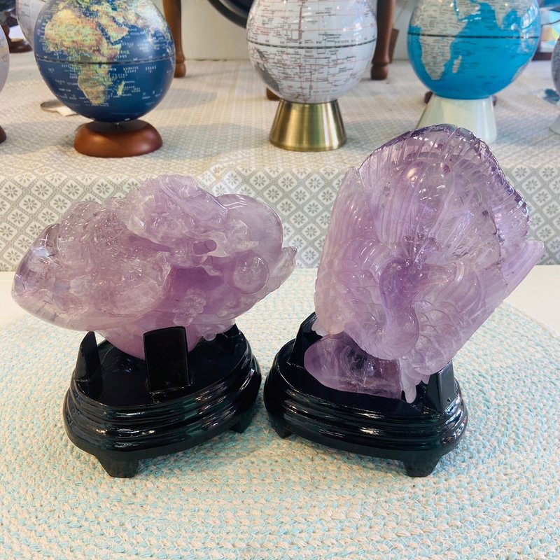 Amethyst Carving Lucky Lucky Wisdom Crystal A339 A340 - ของวางตกแต่ง - คริสตัล สีม่วง