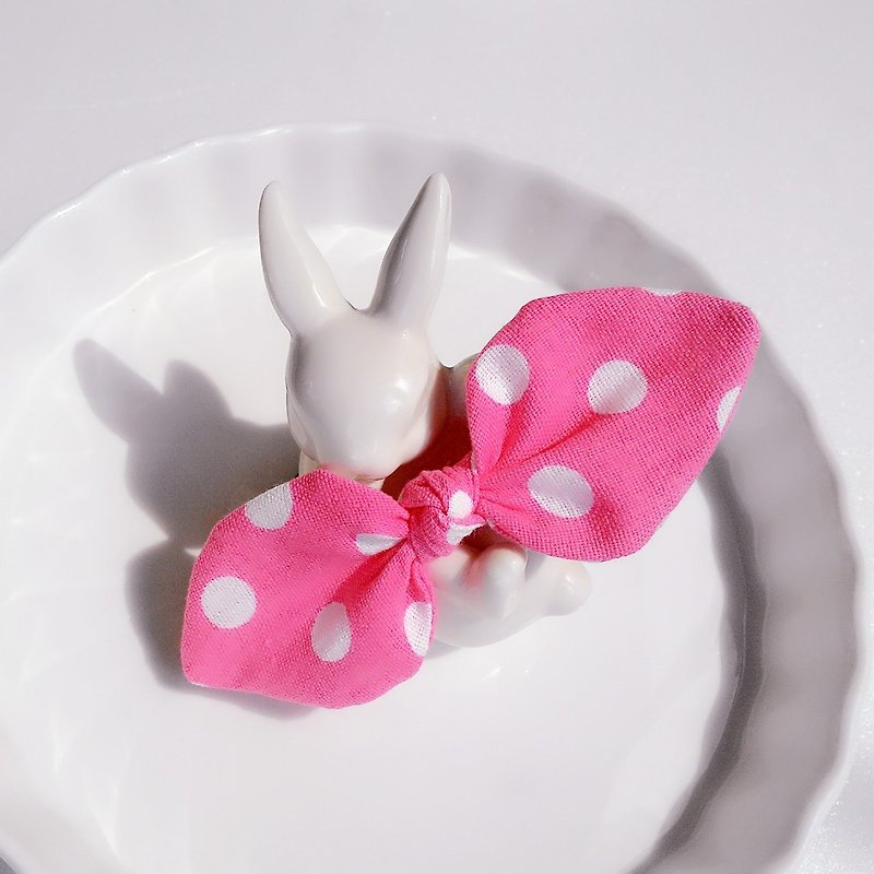 Peach Foundation Bottom Rabbit Ear Bowknot Hair Band Hair Ornament - Hair Accessories - Cotton & Hemp Pink