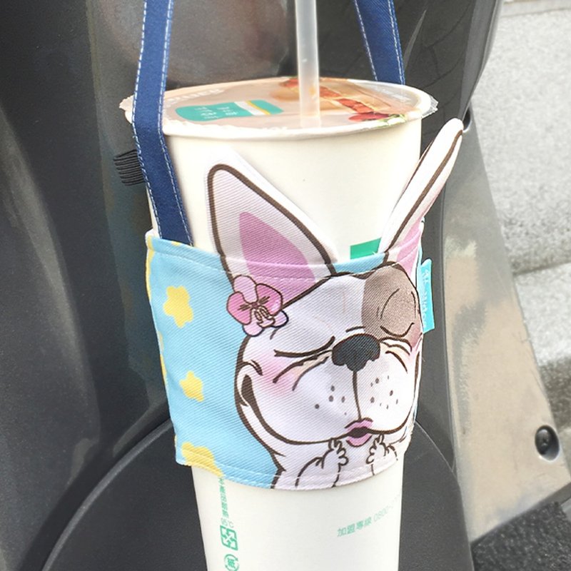 Portable cup holder-shape/double-sided beverage bag/environmental protection cup holder - ถุงใส่กระติกนำ้ - วัสดุกันนำ้ สีน้ำเงิน