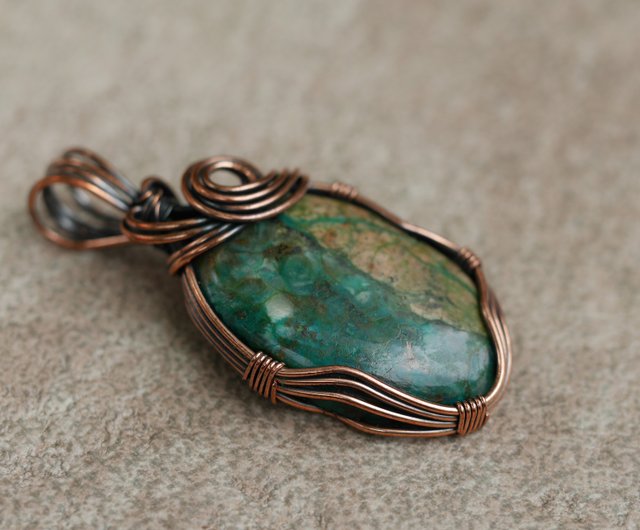 Metal wire braid. Bronze. Stone. Pendant∣Gift Mother's Day ...