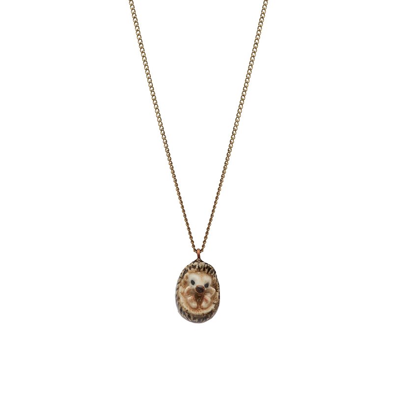 And Mary Tiny Hedgehog Necklace - Necklaces - Porcelain Brown
