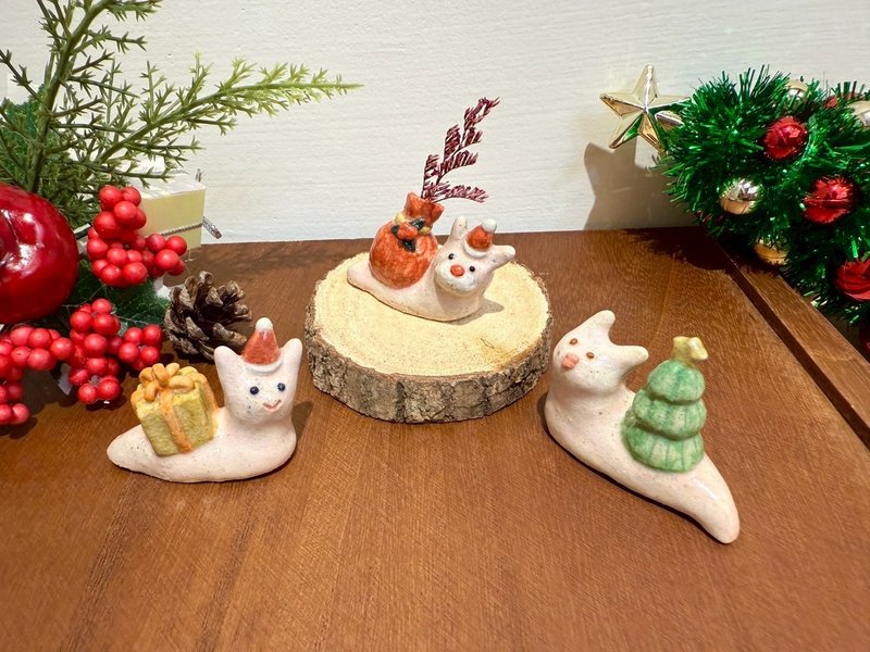 聖誕蝸泥三件組 - 擺飾/家飾品 - 陶 多色