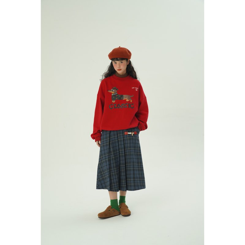 奇妙なメーカーのダックスフント犬のプリントセーターの女性とベルベットの厚い冬の長袖ラウンドネックの漫画のトップ - トップス - その他の化学繊維 