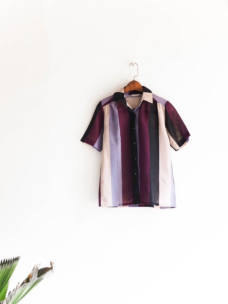 河水山 - 櫪木神秘芋頭紫青春派對 古董麻質襯衫上衣外套 shirt oversize vintage - 女襯衫 - 棉．麻 多色