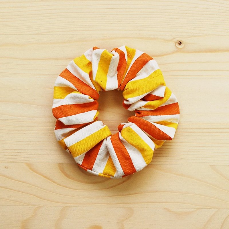 Wen Qing line hair bundle _ yellow / large intestine ring donut hair ring - Hair Accessories - Cotton & Hemp Orange