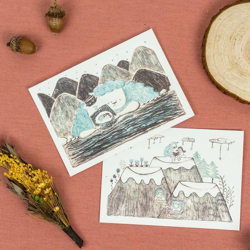 Illustration postcard set in our eyes - การ์ด/โปสการ์ด - กระดาษ สีนำ้ตาล