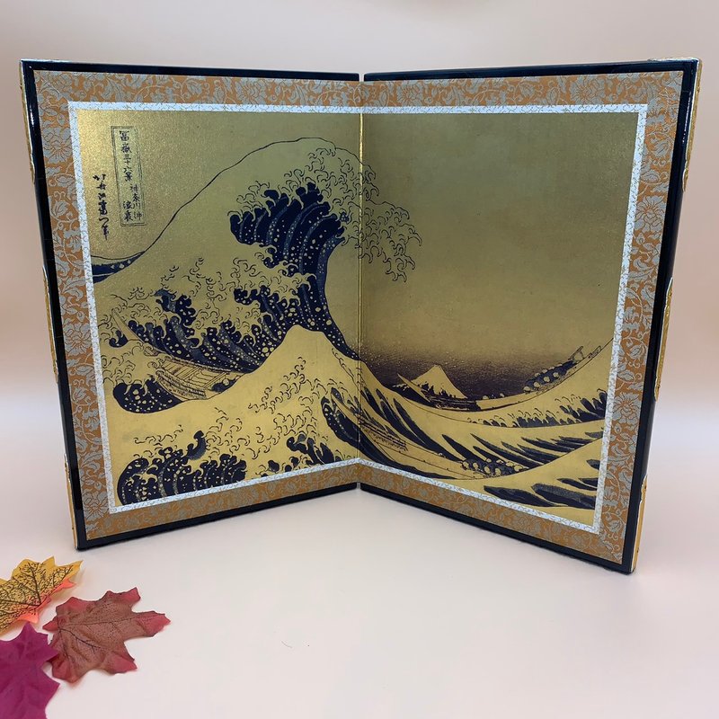 【屏風】浮世繪 葛飾北齋 神奈川沖浪裏 擺設 收藏 (大) - 擺飾/家飾品 - 紙 藍色