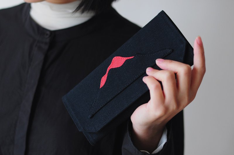 black Mountain Canvas Long Wallet -Lightweight/ Animal-Free,Handmade - Wallets - Paper Black