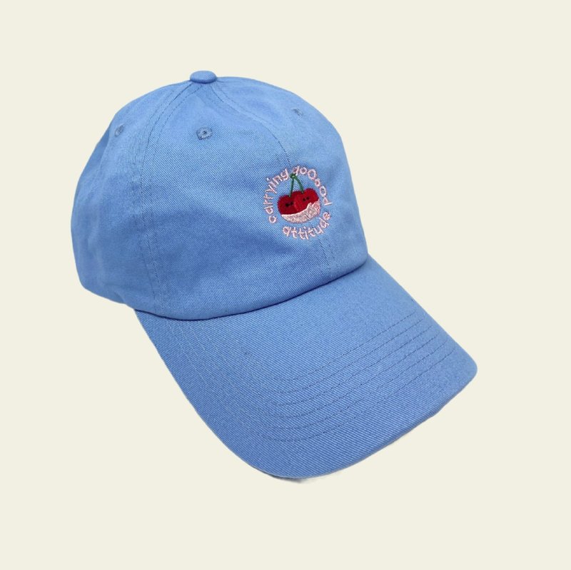 Carrying good attitude cap - 帽子 - 棉．麻 藍色