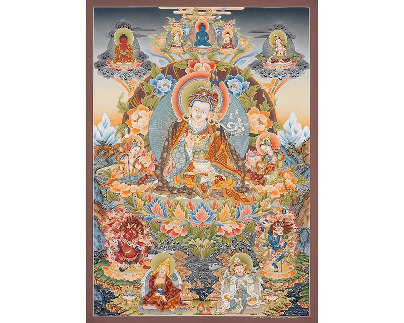 Connect with Sacred Tradition Display a Guru Rinpoche Thangka as a Reminder - Wall Décor - Other Materials Multicolor