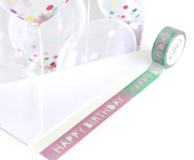 お誕生日おめでとう和紙テープ 切り抜き文字が入ったカラフルな装飾テープ ショップ Willwa マスキングテープ Pinkoi