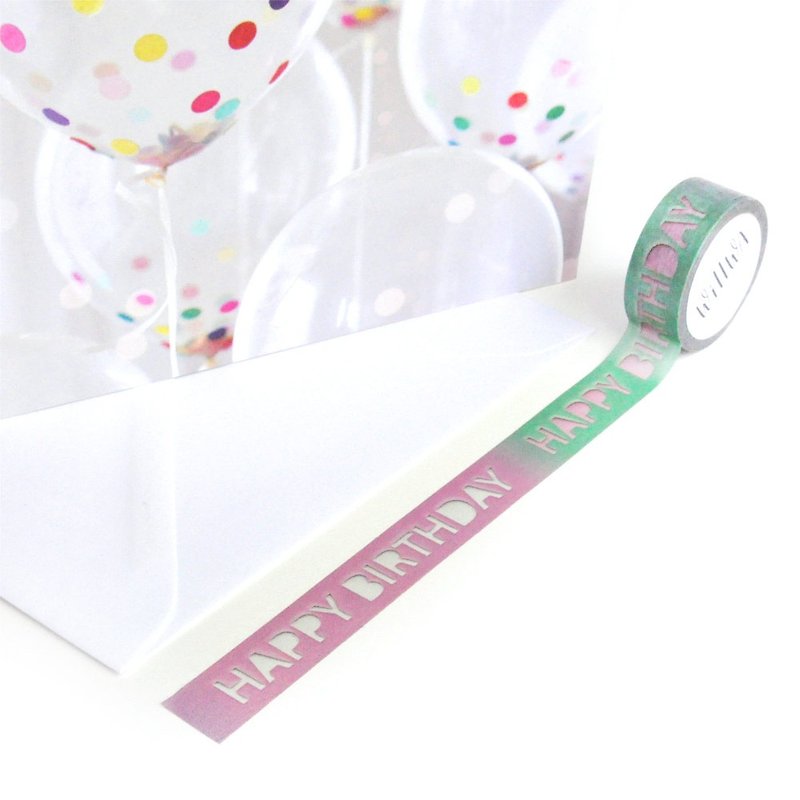 Happy Birthday washi tape - Colorful decoration tape with cutout letters - 紙膠帶 - 紙 紫色