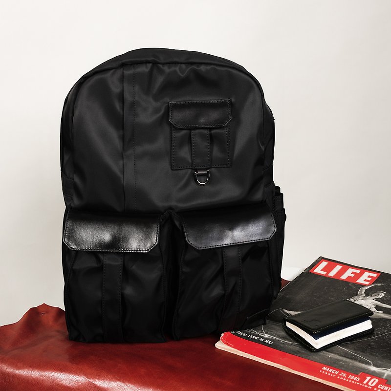 Brutalist Backpack|後背包|電腦包|筆電包|防水背囊|男友禮物 - 背囊/背包 - 尼龍 黑色