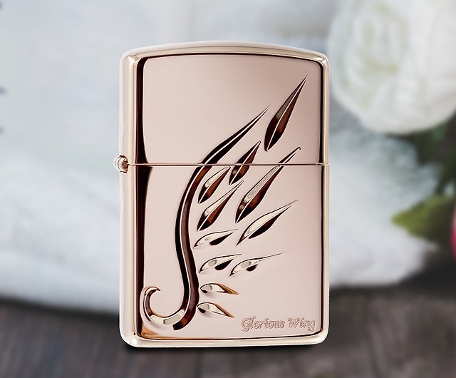 ZIPPO official flagship store] carved rose gold wings (thickened 