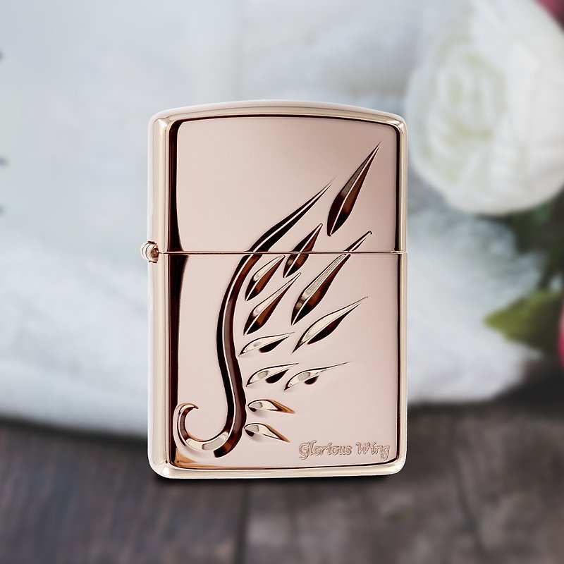 [ZIPPO official flagship store] Carved rose gold wings (thick version of windproof lighter ZA-5-32D - Other - Copper & Brass 