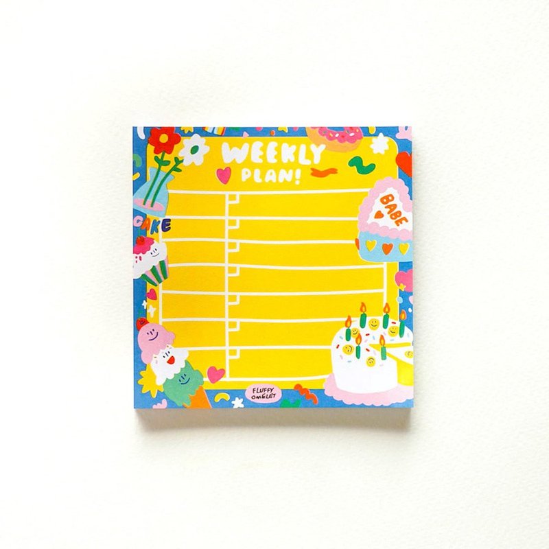 CAKE WEEKLY PLAN MEMO PAD - Sticky Notes & Notepads - Paper Yellow