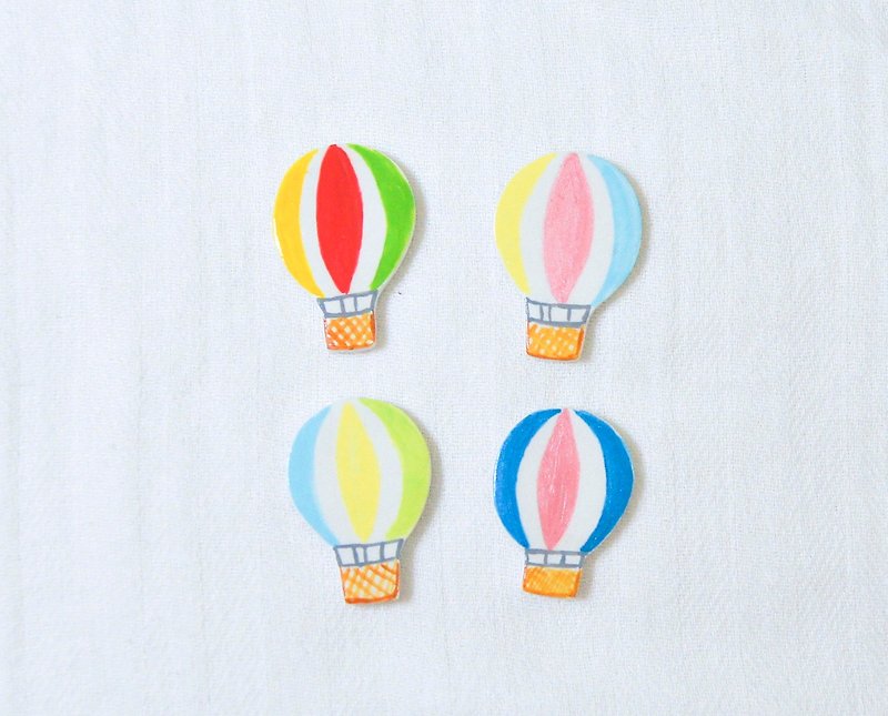 Hot air balloon series #1 - Brooches - Clay Multicolor