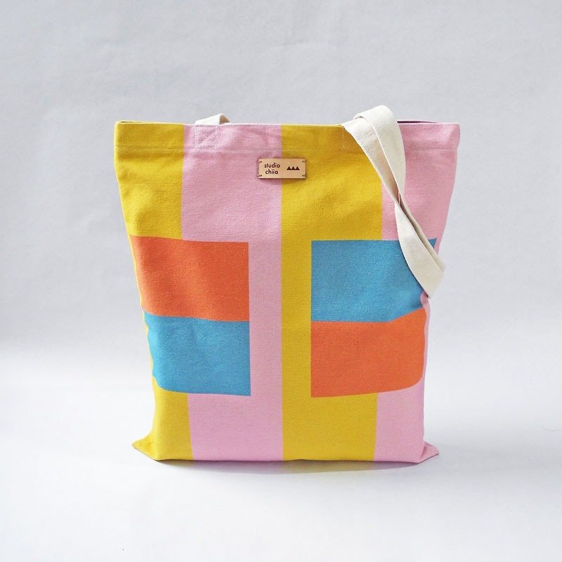 Cotton canvas bag/printed tote bag/shoulder bag - Messenger Bags & Sling Bags - Cotton & Hemp Yellow