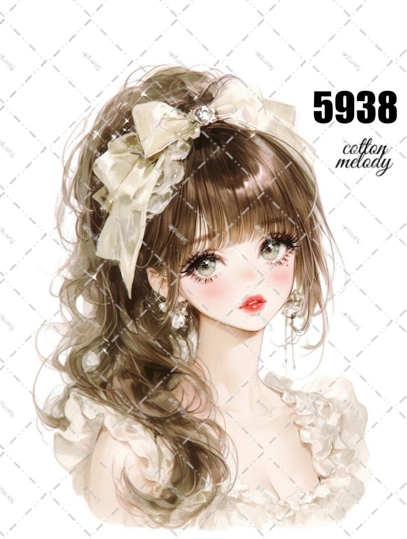original sticker no.5938 人物ステッカー オリジナルステッカー 人物ステッカー 女の子ステッカー オリジナル人物ステッカー - 貼紙 - 紙 