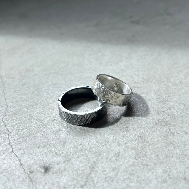 [Customized] Couple Rings, Sterling Silver Hand-Forged Cross Pattern Ring - แหวนทั่วไป - เงินแท้ สีเงิน