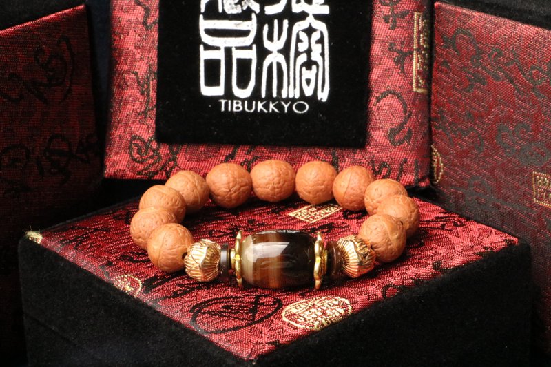 尼泊爾正統鳳眼菩提子 14mm 菩提子手珠 蓮花隔珠 客製化佛珠設計 - 手鍊/手環 - 玉石 