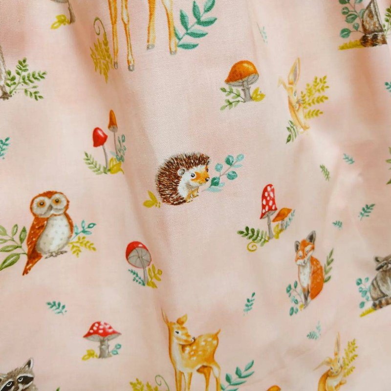 【受注制作】Hedgehog and Animals Mushroom Skirt Pink / Free size / USA fabric / 日本製 - 裙子/長裙 - 棉．麻 粉紅色