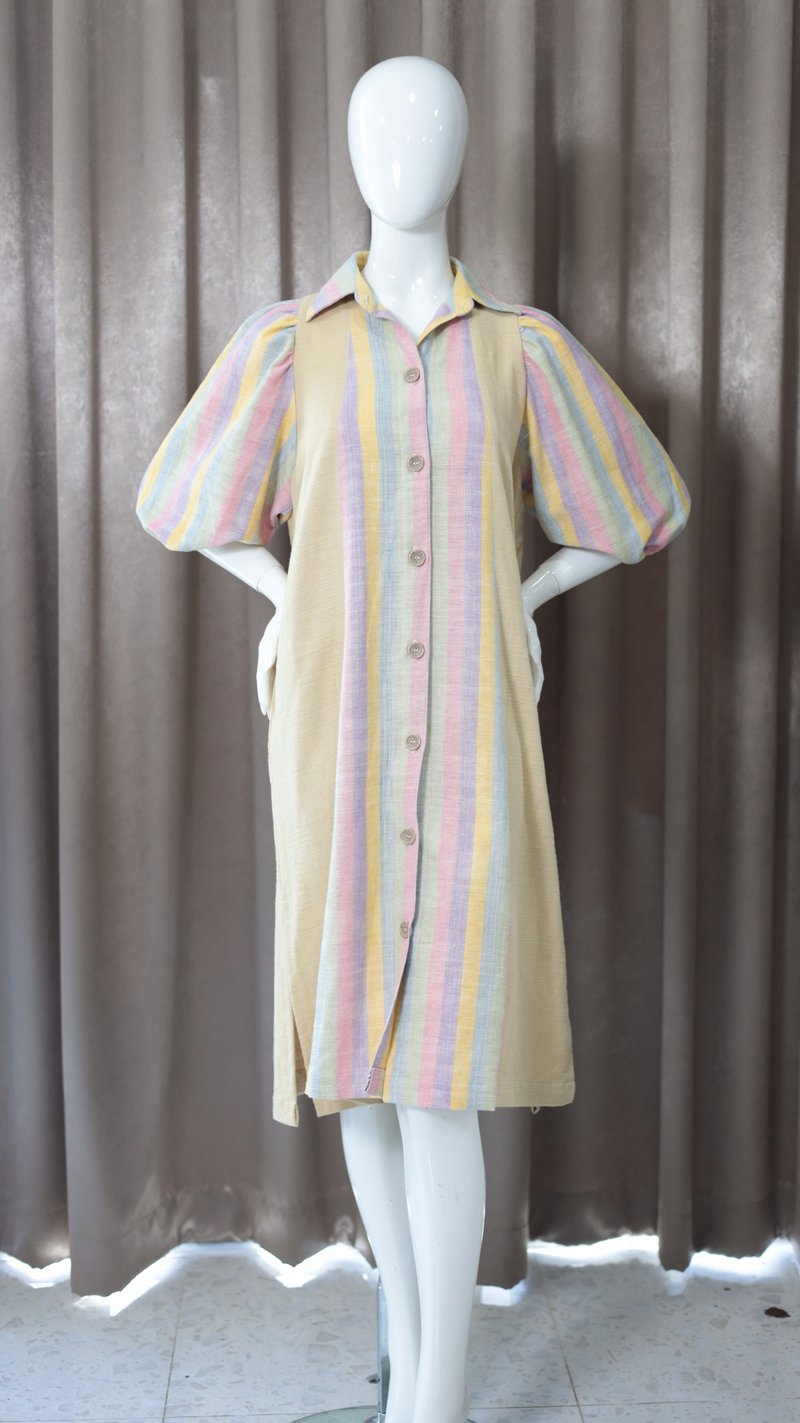 Loom & Leaf - Artisanal Balloon Sleeve Dress - 洋裝/連身裙 - 棉．麻 多色