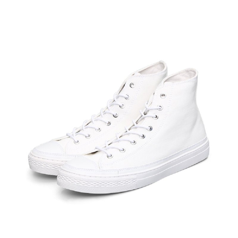 Handmade summer high top canvas shoes for men and women white shoes - Men's Casual Shoes - Polyester White