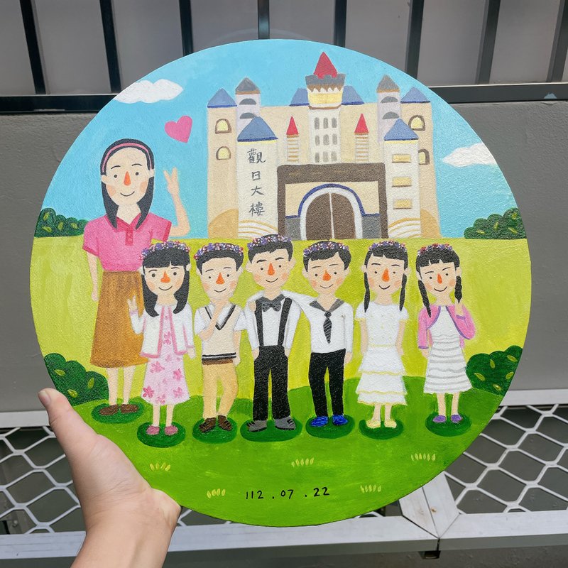 Manbu | 7-9 family portrait custom paintings (including easel) - ภาพวาดบุคคล - ผ้าฝ้าย/ผ้าลินิน หลากหลายสี