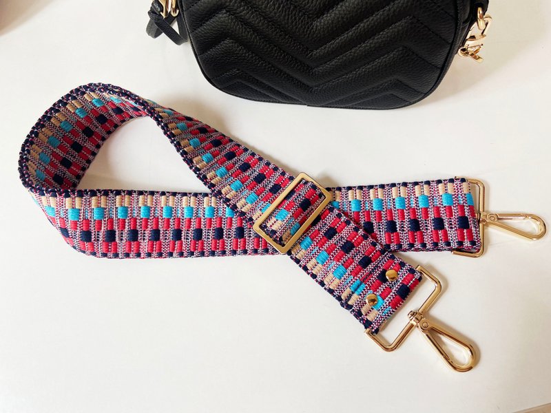 2 inch  Jacquard Webbing strap ,Replacement Bag Strap. Adjustable straps - กระเป๋าถือ - ผ้าฝ้าย/ผ้าลินิน สีแดง