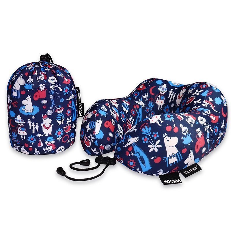 murmur旅行頸枕-Moomin 嚕嚕咪 海馬 | U型護頸枕推薦(附收納袋) - 頸枕/午睡枕 - 聚酯纖維 藍色