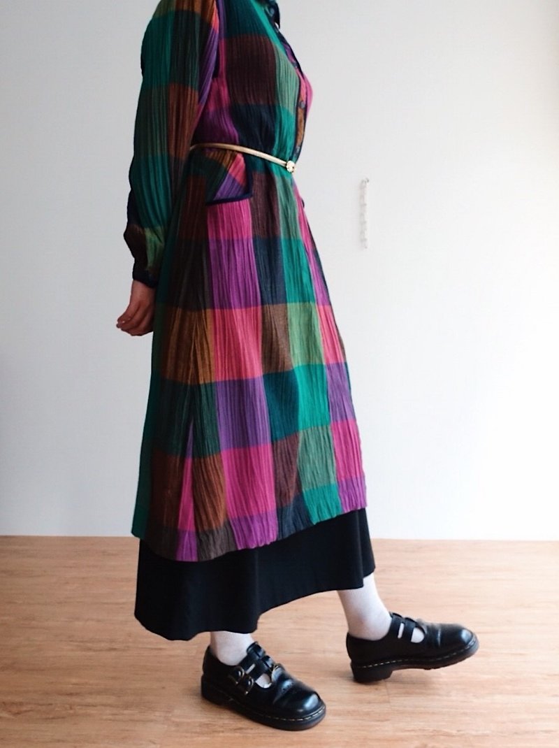 Vintage / Long Sleeve Dress no.45 tk - One Piece Dresses - Polyester Multicolor