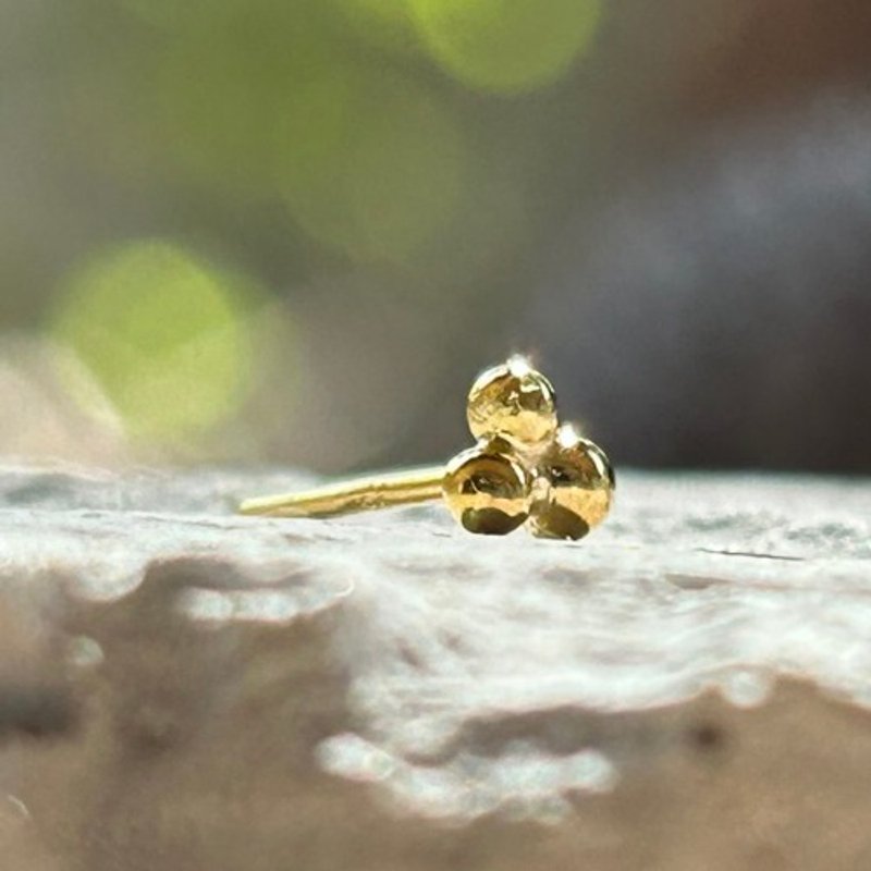 K24 Pure Gold 3 Round Ball Stud Earrings ◇ K24 3 Round Balls Stud (for one ear or more) [S] - ต่างหู - โลหะ 