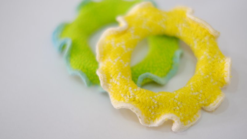 Ferrule hair tie 2 sets of mint & lemon - Hair Accessories - Other Materials Yellow