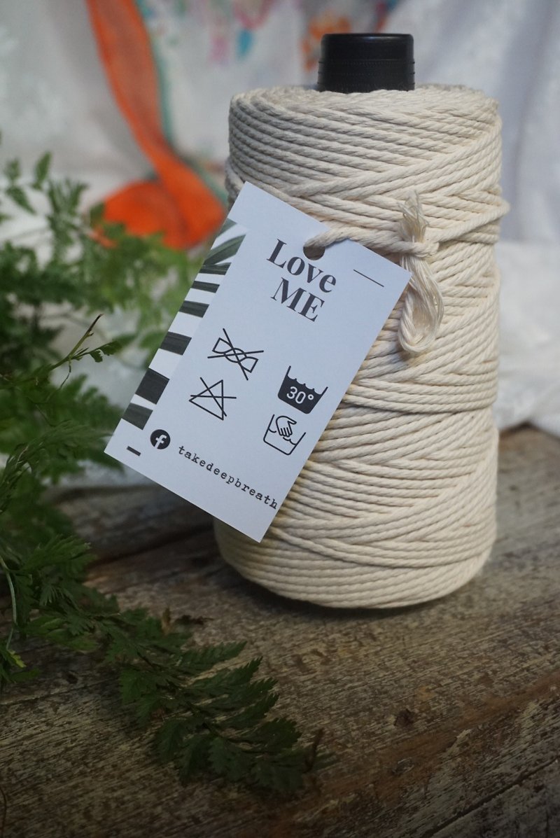 MACRAME special cotton thread for knitting, soft/three-dimensional, easy to operate, four strands 3mm / three strands 4mm - Knitting, Embroidery, Felted Wool & Sewing - Cotton & Hemp White