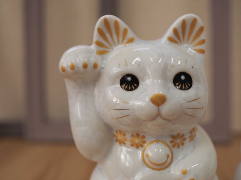 京燒 清水燒 |花結晶 小 白 右手 開運 - 擺飾/家飾品 - 陶 
