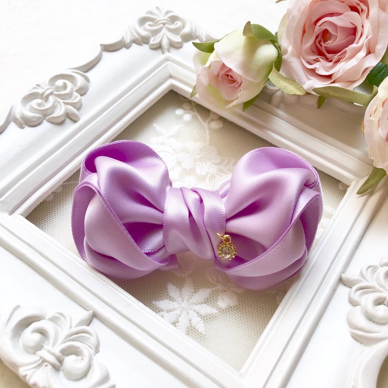 Elegant Satin Multi-Layer Bow Hair Clip/Soft Purple - เครื่องประดับผม - วัสดุอื่นๆ สีม่วง