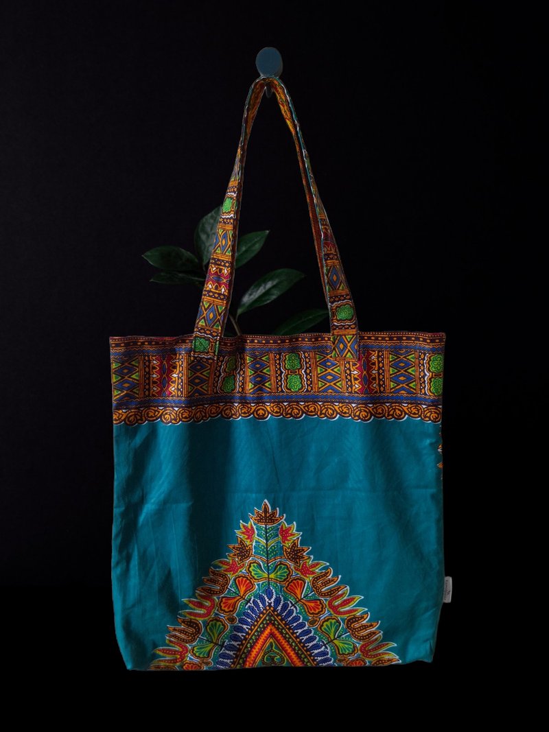 Handmade Summer  African Print Cotton Tote Bag Ankara - 手提包/手提袋 - 棉．麻 藍色