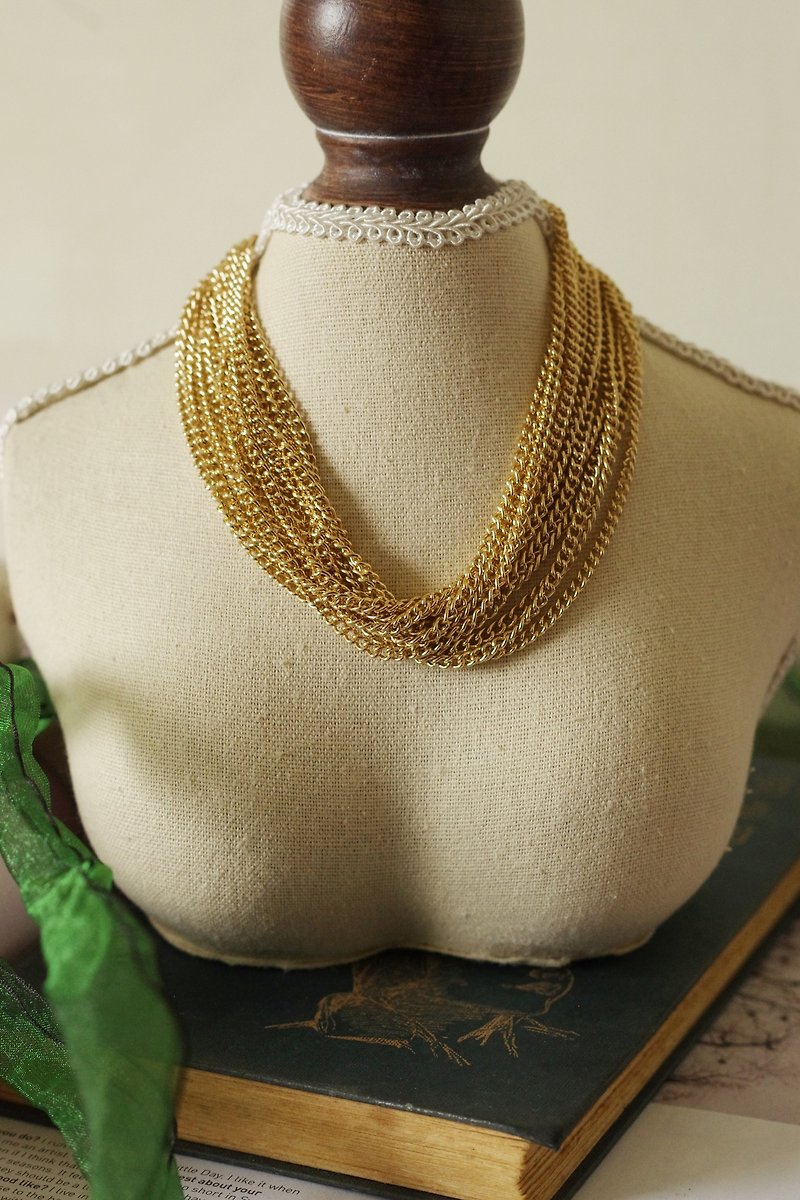 Old and Good Antique Jewelry Sarah Cov Gold Multi-Chain Necklace 1971 N394 - Necklaces - Other Metals Gold