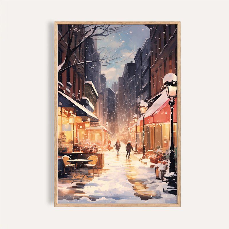 都会の冬スタイル / 雪夜街角 ウォールアート ポスター フレームなし - ポスター・絵 - 紙 