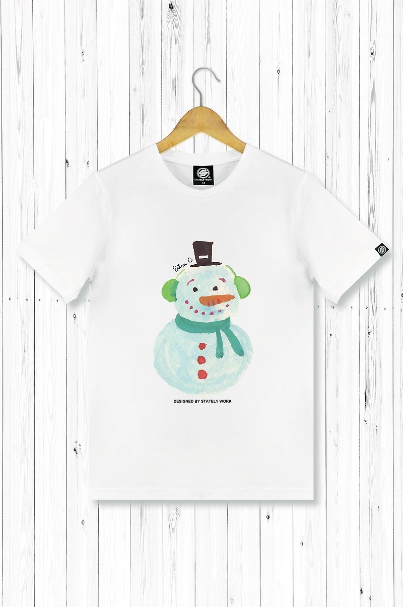 STATELYWORKクリスマス雪だるま手描きT-メン - Tシャツ メンズ - コットン・麻 多色