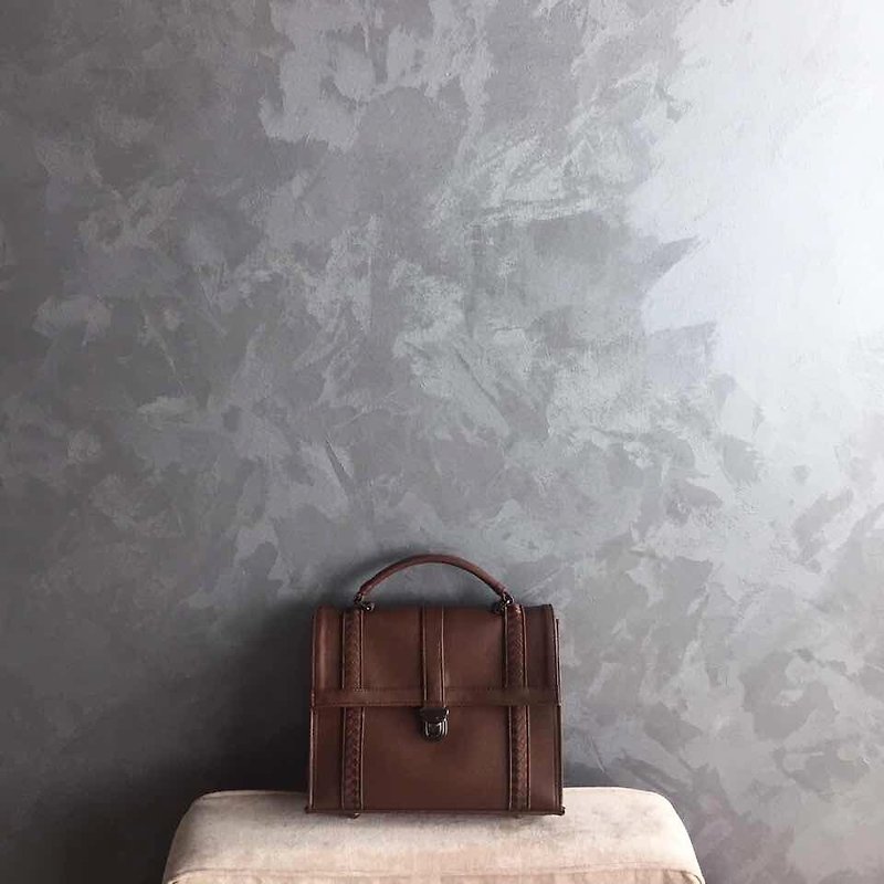 Mini Burgundy Cover Bag (M) - 側背包/斜背包 - 真皮 紅色