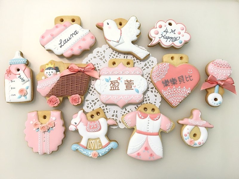 Little Princess Rose Garden 12 Cookies - Handmade Cookies - Fresh Ingredients Pink