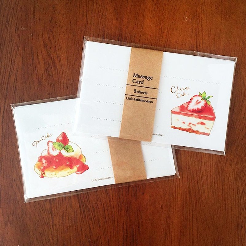 006Message Card StrawberryCakes 8sheets - 卡片/明信片 - 紙 紅色