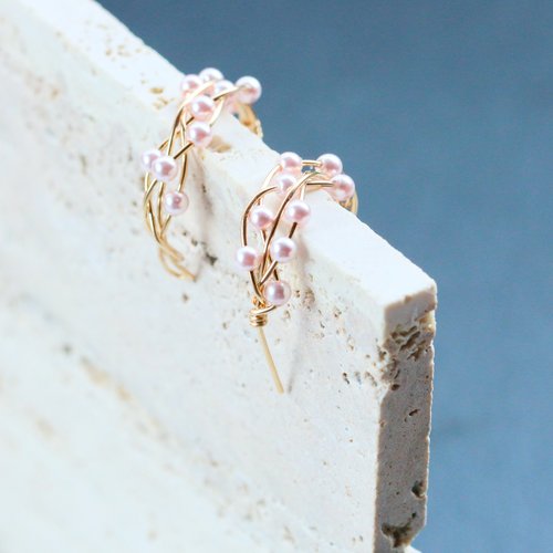 14kgf  cherry blossomsピアス/イヤリング 14kgf Cherry Blossom Color Swarovski Pearl Twist Pierced